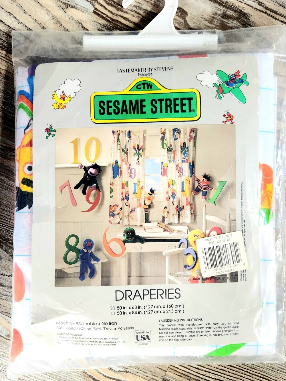 Vintage 80s Sesame Street Curtain Drape Set 50x63 Count To Ten Tastemaker NOS